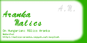 aranka malics business card